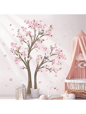 Cherry Blossom Wall Decal Pink Flower Tree Stickers Nursery Bedroom Wall Decor